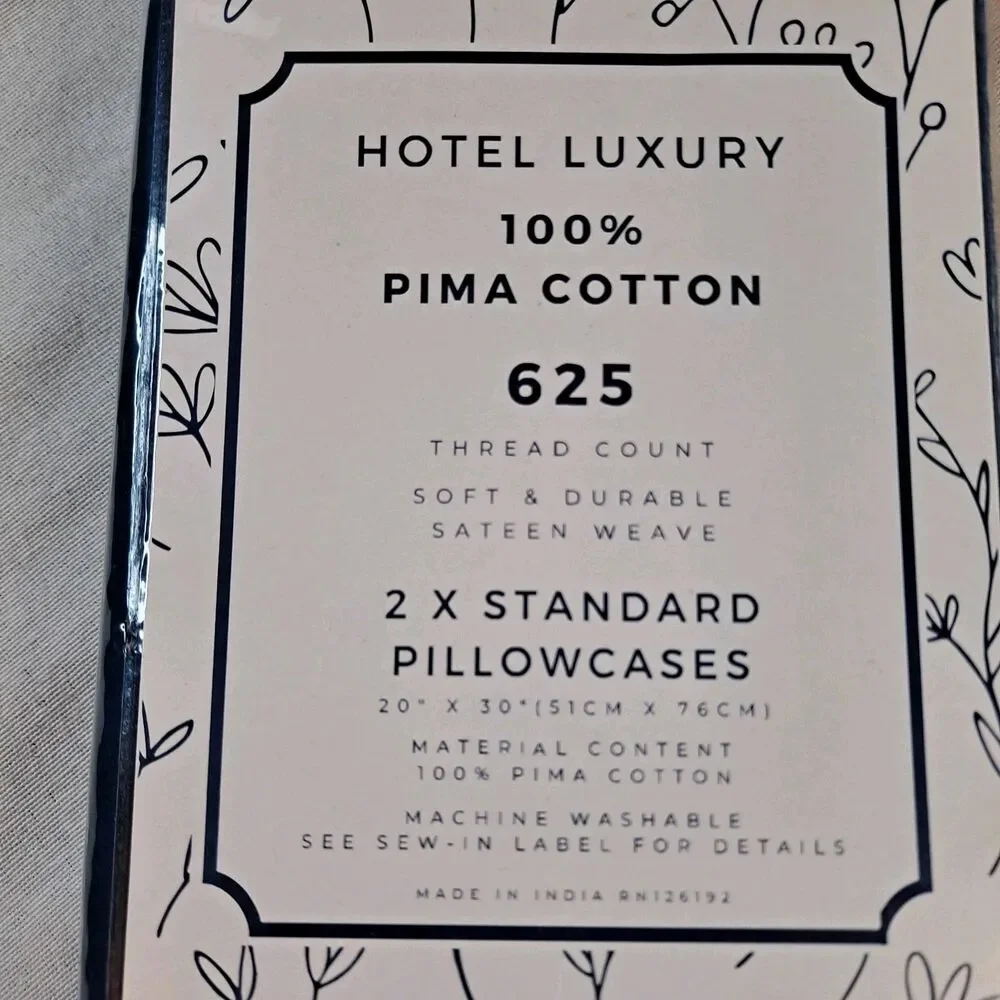 Hotel Luxury 625 TC 100% Pima Cotton 2x Standard Pillowcases Navy Blue Bedding